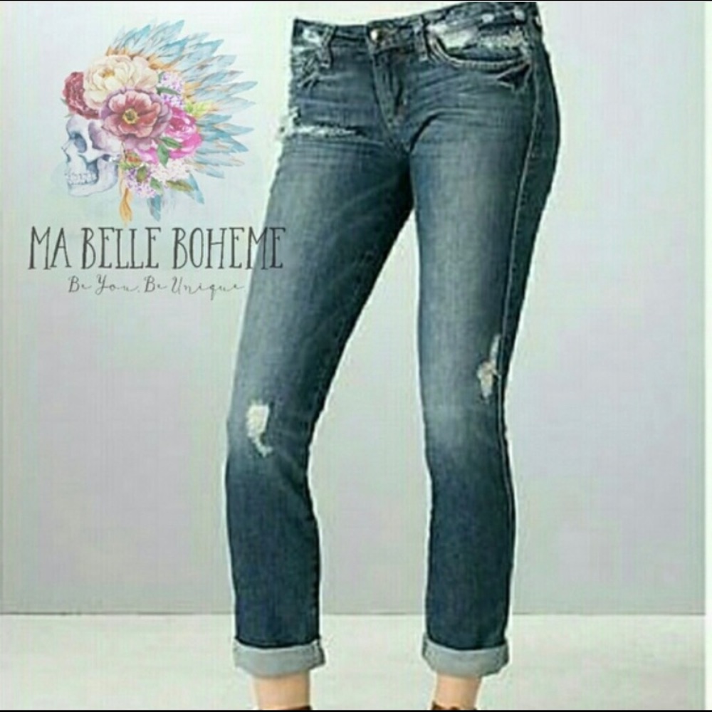 Joes Chelsea Klum Distressed Rolled Crop Jeans
